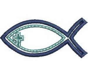 Stickdatei - Fisch mit Kreuz